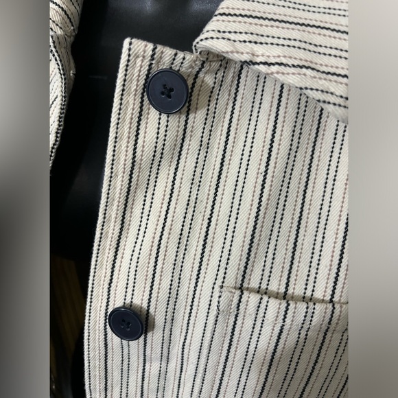Rebecca Taylor Beige Stripe Denim Stretch Cotton Jacket Blazer Size XS - Picture 12 of 16